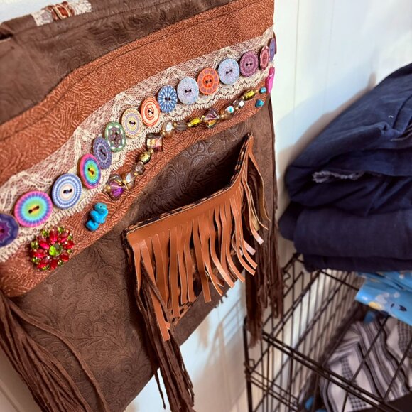 Leather Shoulder Bag, Purse, Pocketbook, Handbag, Boho, Suede Fringe - Picture 5 of 11